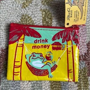 Blue Q Coin Pouch zip bag Drink Money Frog in Hammock NWT